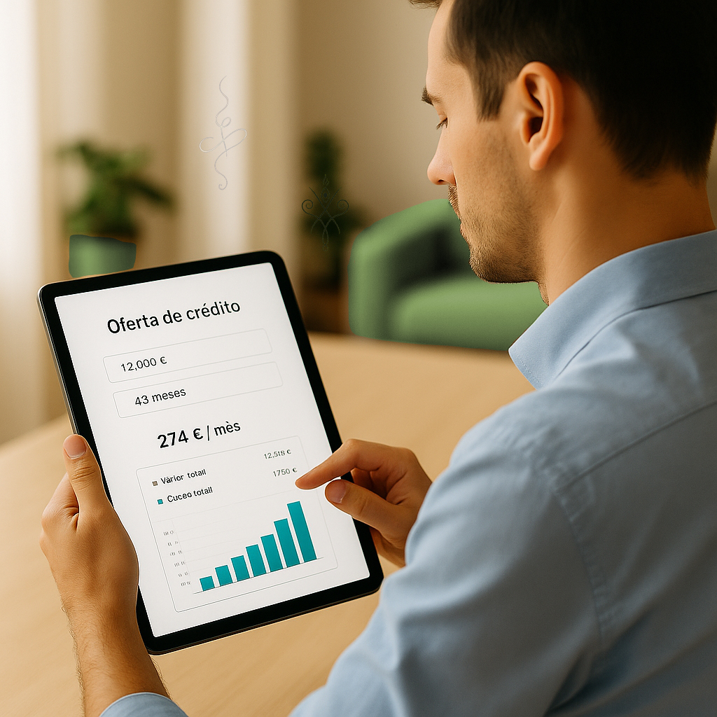 Hombre usando una tablet en un entorno doméstico.