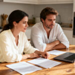 Pareja revisando opciones de préstamos personales con ASNEF sin aval en España en un ordenador portátil